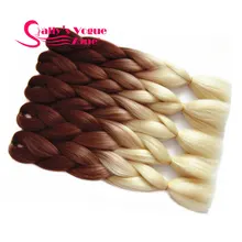 Ombre Kanekalone Synthetic Braiding Hair Two Tone Brown+Blonde Mambo Twist Dreadlock Jumbo Braids Bulk Hair For Braiding