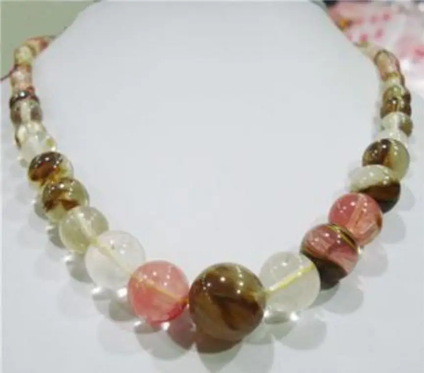 

Hot sell Noble- 6-14mm Watermelon Tourmaline Gems Beads Necklace 18"AAA