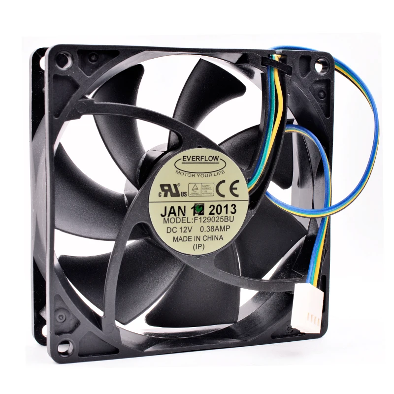 

Brand new original EVERFLOW F129025BU 9cm 9025 12V 0.38A 4 lines pwm computer CPU chassis cooling fan