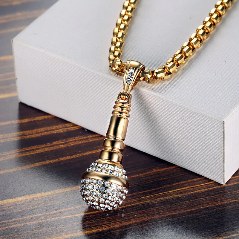 N777 хип хоп Iced Out Bling подвеска в виде микрофона ожерелья для женщин/мужчин из