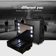 Мультимедийный профессиональный макияж станция Художника Складной футляр зеркало со светодиодной подсветкой Органайзер