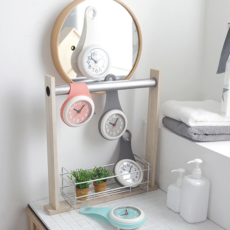 

Bath Waterproof Suction Shower Wall Clock in Shower or Kitchen or Suction Sticker Watches Living Room Silent Korea Design