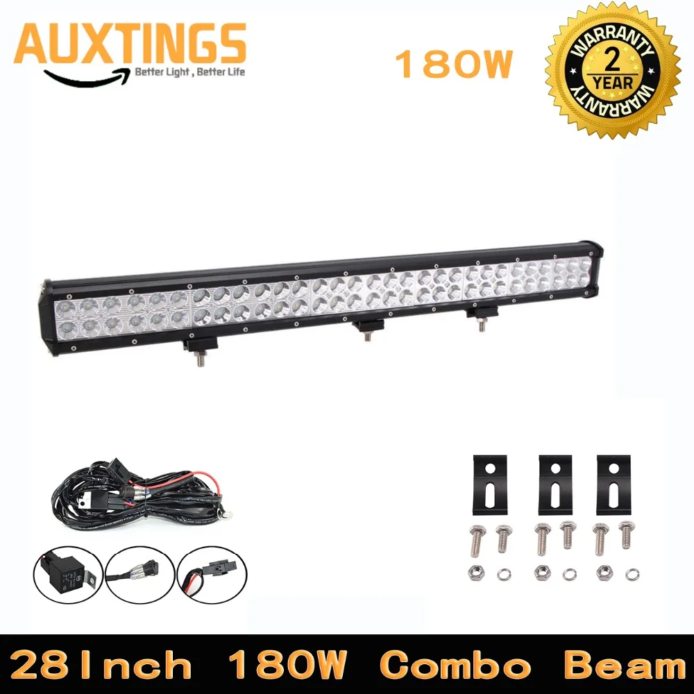 

28" inch 180W Offroad LED Light Bar Combo Beam Car Auto Work Lamp Offroad UTV 4WD 12v 24v Driving Light For Trailer Pickup ATV
