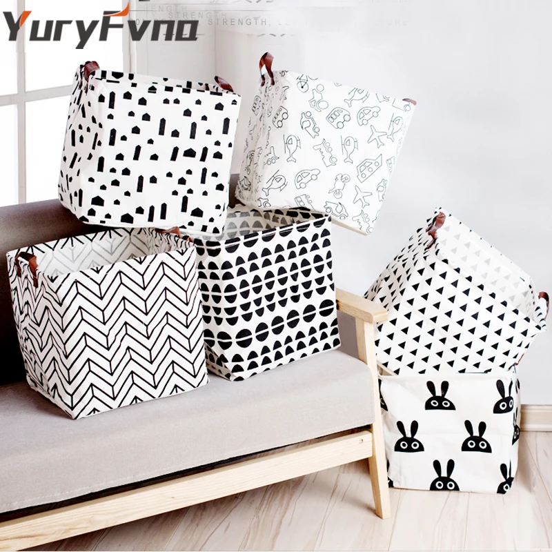

YuryFvna Fabric Toy Storage Basket Bin for Toys Collapsible Linen Kid's Laundry Sundries Storage Bag Container Organizer