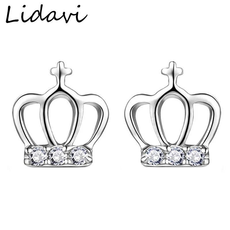 Серьги-гвоздики Lidavi из серебра 925 пробы с белым фианитом серьги в виде