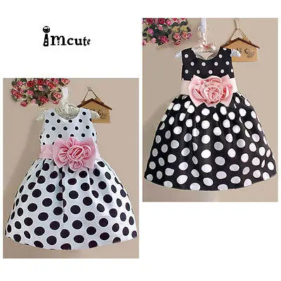 

Cute Fashion Summer Princess Baby Kids Girls Flower Party Polka Dot Gown Dresses One-piece Formal Sundress Bow Floral 2-7Y