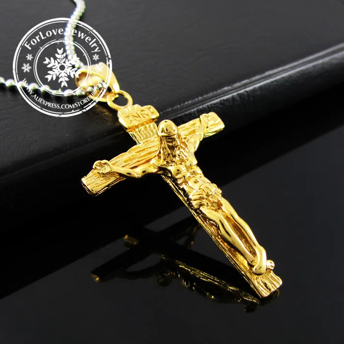 Premium Acier Inoxydable Crucifix Jésus Croix Collier Pendentif Pour Femmes Hommes