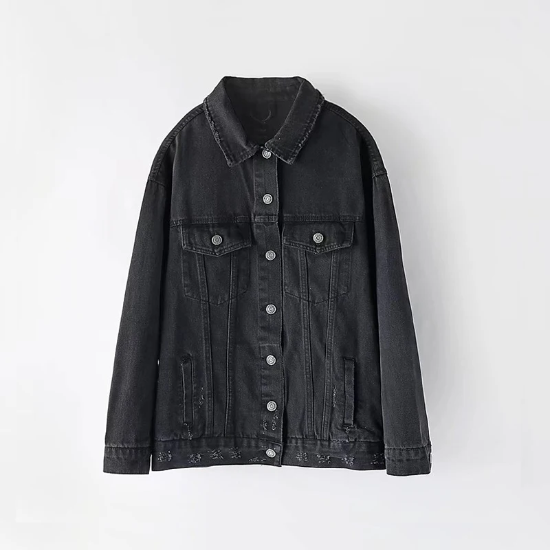 New Spring pink green black denim jacket women basic coat streetwear fashion loose button bomber jeans jacket chaqueta mujer