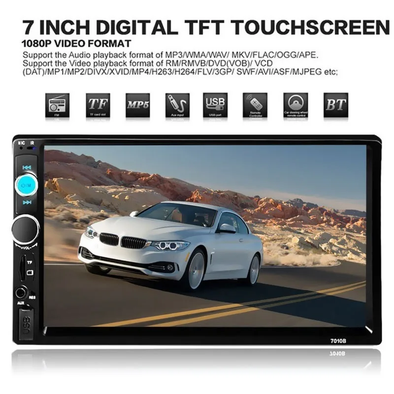 

VicTsing 2 Din Car Multimedia Player Audio Stereo Radio MP5 Player with Rear Camera 7 inch HD Touch Screen Support FM 87.5-108M
