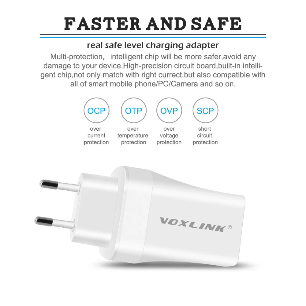 VOXLINK USB Charger Fast Charging 5V 3.4A 3Port USB Home Travel Wall Charger Plug For iPhone X 8 7plus Xiaomi Samsung S10 S9 S8