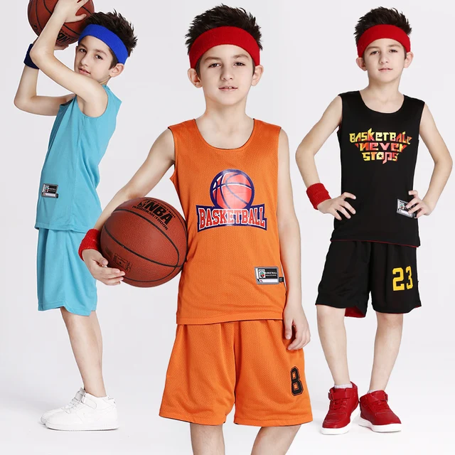 Reversible Boy's Basketball Jersey Shirt and Shorts Sets Sport Team