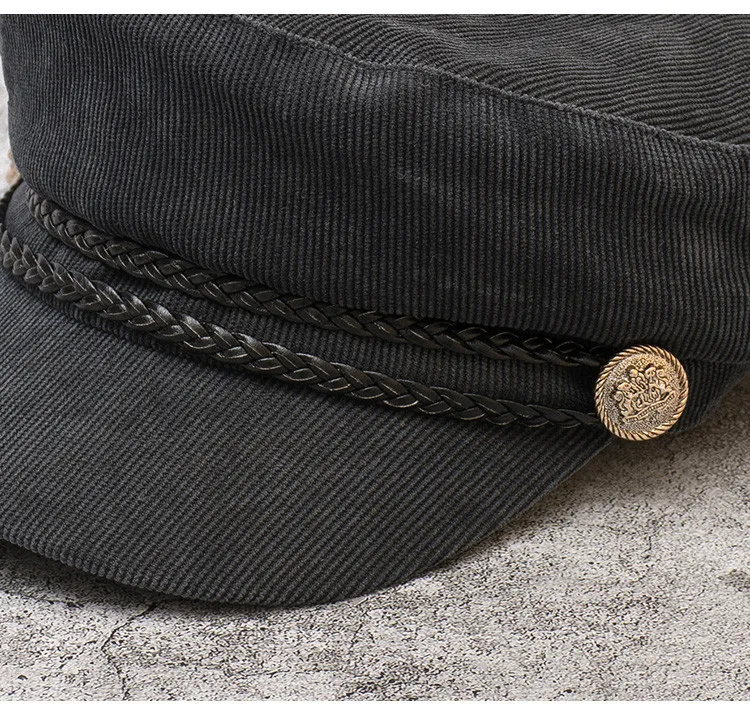 New Autumn And Winter Women Hat British Korean Version Of The Tide Beret Wild Japanese Black Octagonal Cap For Girls HC17 (8)