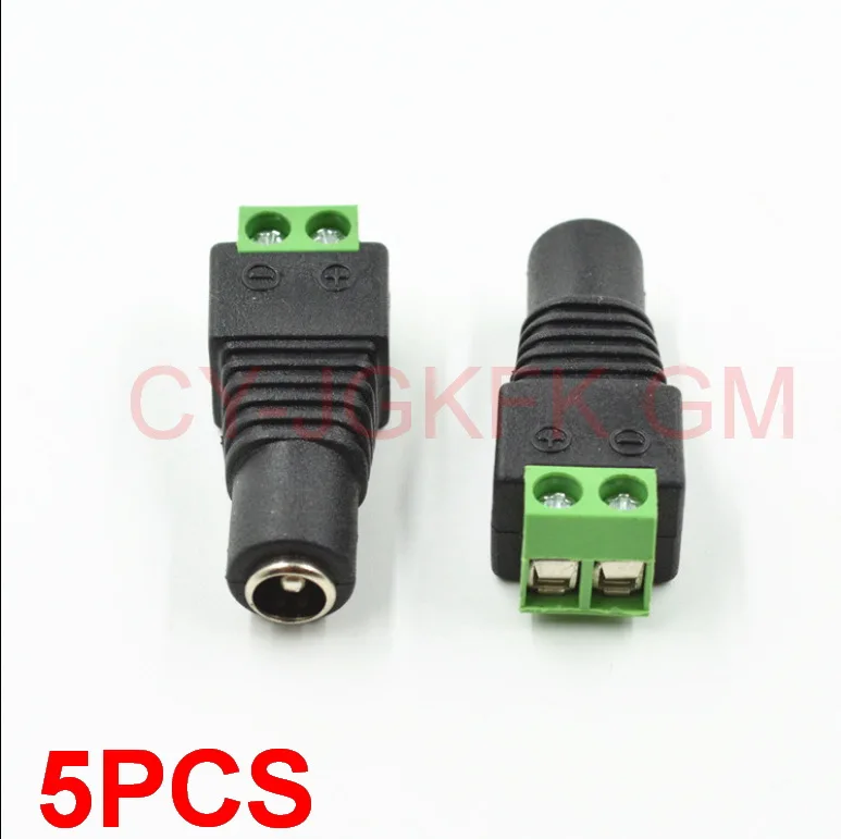 

5PCS Female Male DC Power Cable Connector 5.5mmX2.1mm Jack Plug Connection For 5050 5630 3528 Single Color LED Strip CCTV Camera