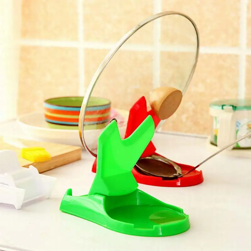 Novel Folding Based Ladle Pot Rack Plastic Lid Pan Holder Spoon Rest Creative Cooking Pots Stand Kitchen Utensils Shipping | Дом и сад