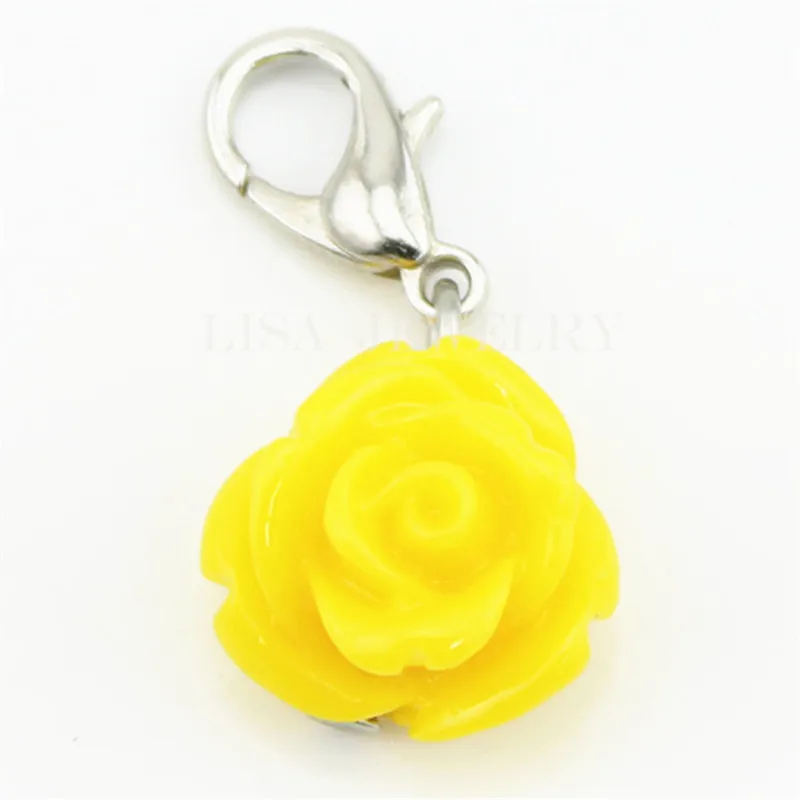Floating Charms желтый коралл роза цветы свисающие сережки подходит медальоны