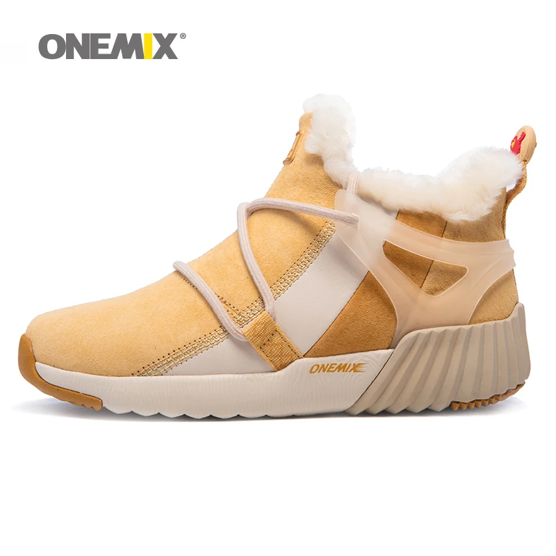 ONEMIX New Winter Men's Boots Warm Wool Sneakers Outdoor Unisex Athletic Sport Shoes Comfortable Running for women Shoes Sales