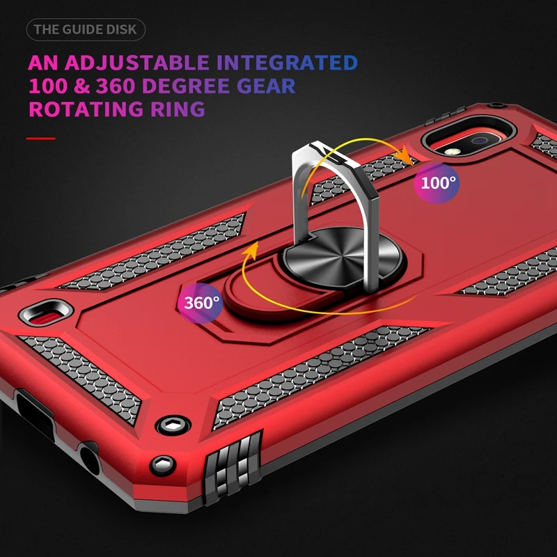 Luxury Armor Soft Shockproof Case For Samsung Galaxy A10 2019 SM-A105F/DS A105FN A105 Silicone Bumper Hard Cover Metal Ring Case 5