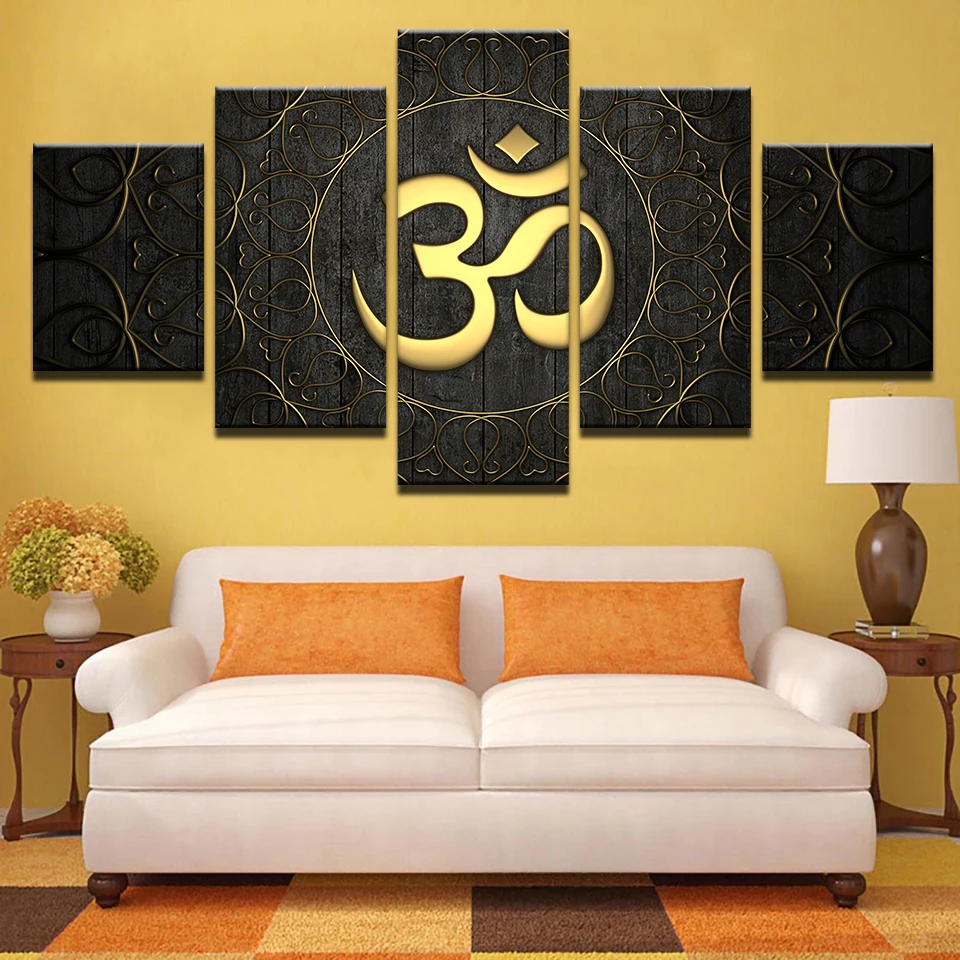 

color Paintings Posters Buddhism Buddha Wall Art 5 Panel Modern Oil Wall Print color Home Living Room Decorations Abstract 56