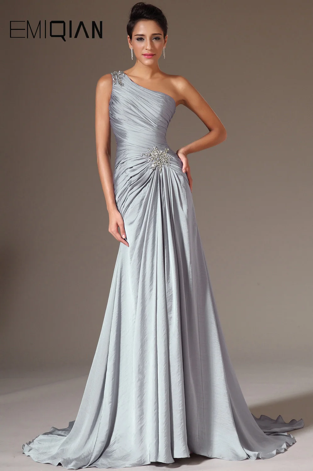 New Stylish Wedding Reception Dress One Shoulder Prom Gown
