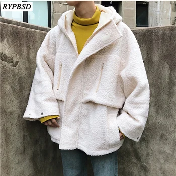 

Autumn Winter New 2019 Wool Lamb Coat Jacket Hooded Thicken High Quality Loose Couple Cotton Zipper Woolen Winter Coat