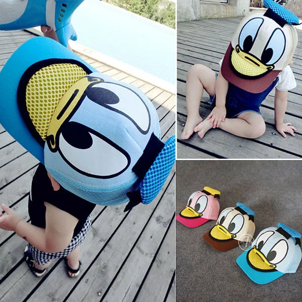 

Donald Duck Baseball Cap petten kidsfor boys and girls Snapback Caps Hip Hop Flat summer kids hat Funny Hats for 2-6years