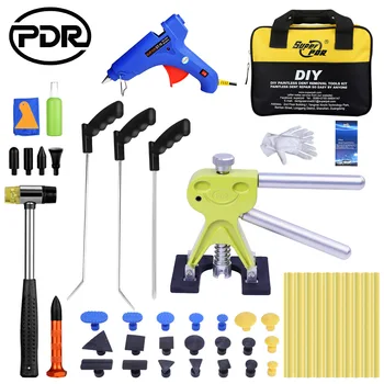 Price PDR Crowbar Tools Kit Push Rod Paintless Dent Repair Tool Remove Dents Puller Tools Bags Glue Tabs