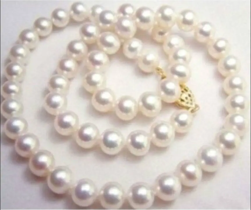 

NEW 9-10MM NATURAL WHITE SOUTH SEA AAA+ PEARL NECKLACE 18 INCH YELLOW GOLD >Selling jewerly free shipping