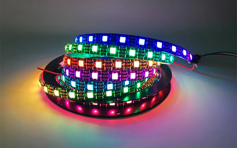 1 м/5 м WS2812B 30/60/144 светодиодов/m Smartled пикселей RGB индивидуально адресуемых светодиодные полосы светильник черный/белый печатных плат WS2812 IC WS2812B 5V