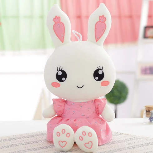 Милое платье кролик плюшевые игрушки кролик мягкие куклы для детей подарок на день рождения - Цвет: 40CM Pink