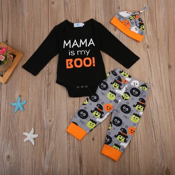 

Newborn Kid Baby Boy Girl Clothes Romper Jumpsuit +Long Pants +Cap Outfits Set