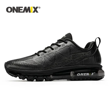 ONEMIX Men Running Shoes Waterproof Leather Outdoor Sports Shoes Shock Absorption Air Cushion Male Walking Sneakers Size EU39-47 onemix 2017 new men s sports running shoes for men shock absorption mesh lightweight design comfortable air cushion shoes 1191