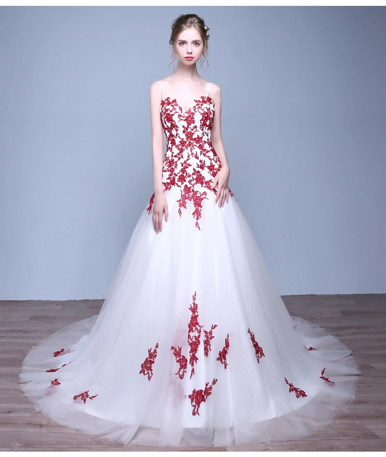 red and white lace wedding dresses