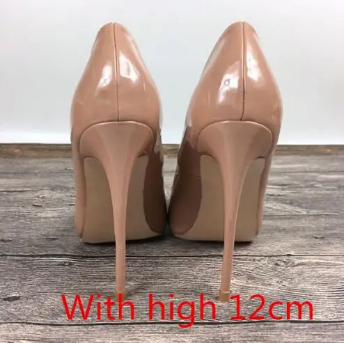 Brand Shoes Women Red High Heels 12 CM Women Wedding Shoes Black Nude High Heels - Color: Nude color  12cm