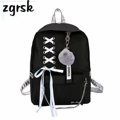 black1 Цепь USB рюкзак Для женщин Холст 5 шт./компл. Для женщин рюкзак для девочек-подростков рюкзаки сумки через плечо женские школьные сумки с кисточками - Цвет: black1