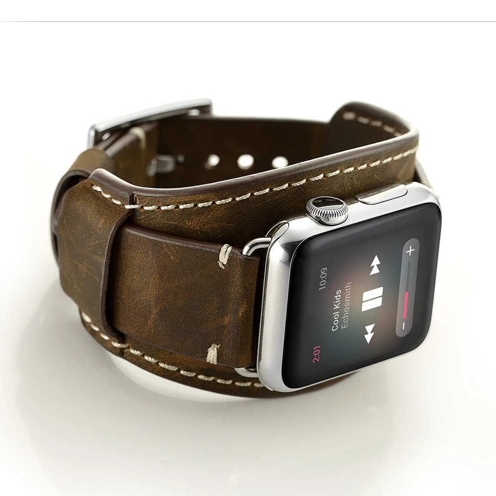 Ремешок кожаный для Apple Watch Band 44 мм 38 42 40 белый двойной браслет Tour iWatch 4 3 2 Bands