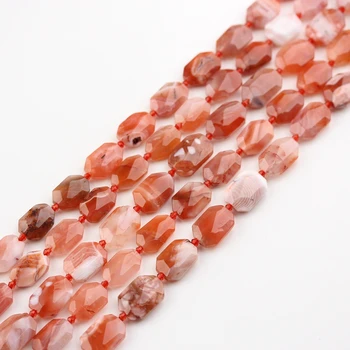 

Full strand Natural Striped Agates Drilled Faceted Slab Loose Beads Pendants,Red Agates Carnelian Stones Cut Slice Charms