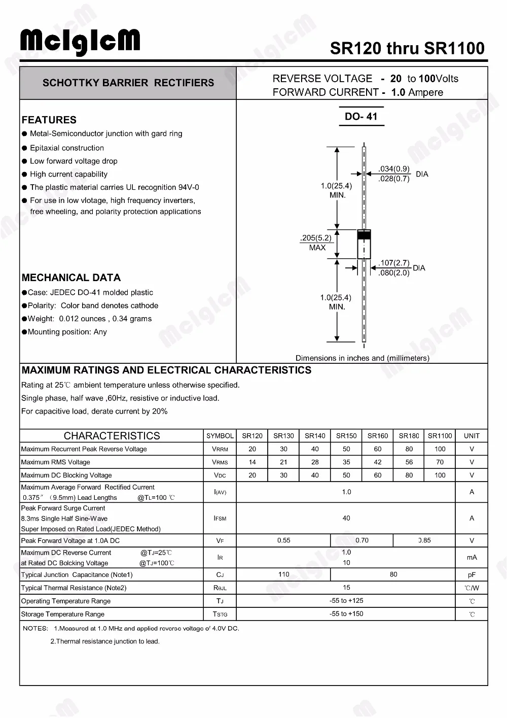 MCIGICM 100 шт DO 41 1A 60V диод Шоттки SR160|schottky diode|schottky diode 1a1a |