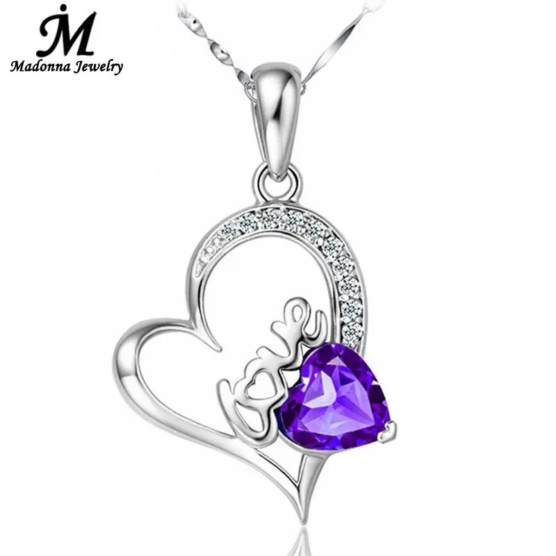 Модное женское ожерелье белого и фиолетового цвета с подвеской надписью Love Crystal в