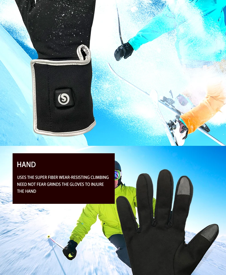 Спаситель S-05 на открытом воздухе Зимние eletric перчатки с подогревом лайнер для катания на лыжах езда на велосипеде Охота тонкие перчатки с подогревом лайнер для мужчин и женщин