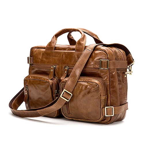 WESTAL многофункциональные кожаные сумки для ноутбука из натуральной кожи, мужская сумка через плечо, мужские сумки через плечо, кожаные сумки 341 - Цвет: 341brown
