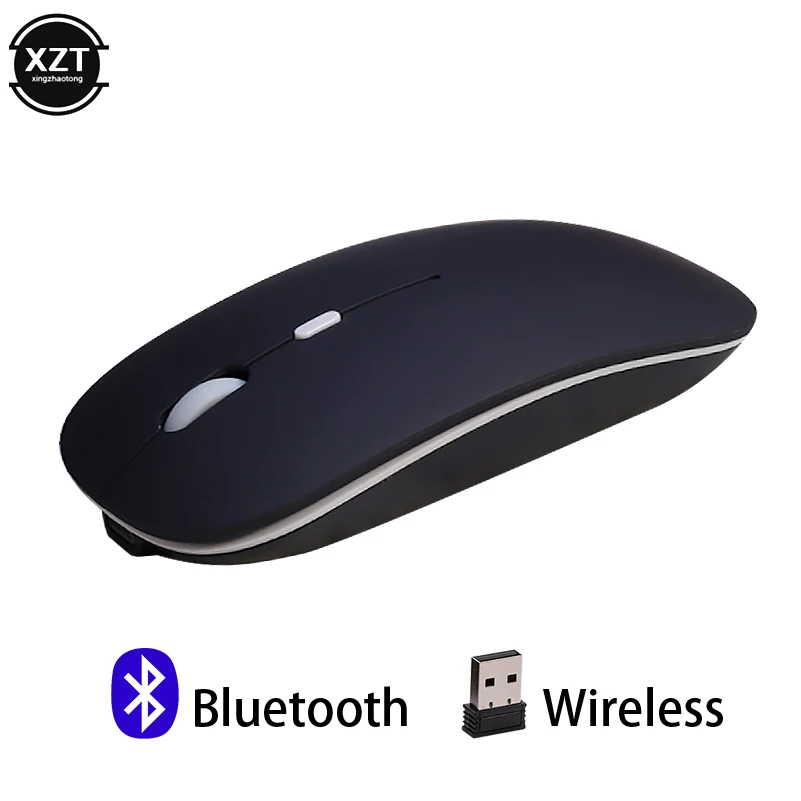 1 шт., беспроводная Bluetooth мышь, бесшумная компьютерная перезаряжаемая эргономичная мышь, 2,4 ГГц, USB, оптическая мышь для ноутбука, компьютера