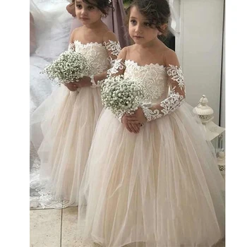 

Flower Girl Dress For Wedding Baby Girl Pageant Dresses Unique Little Princess Ball Gown White Lace First Communion Dresses