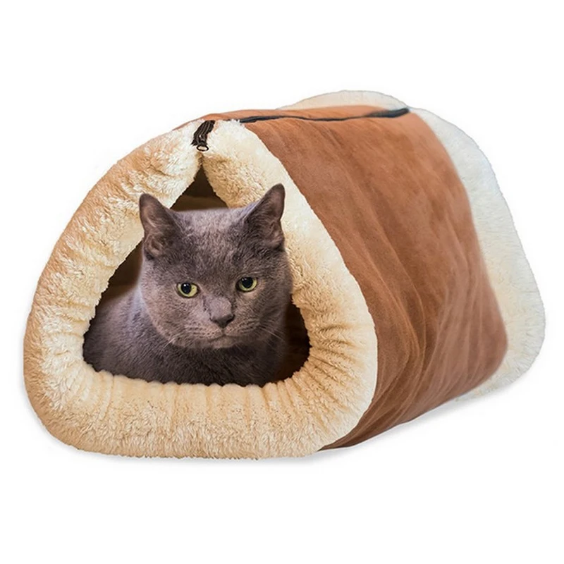 Cute Cat Sleeping Bag Soft Warm Cotton Plush Cat Beds House Pet Cat
