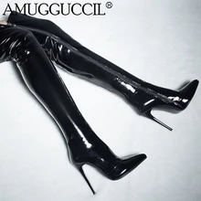 Высокое качество, большие размеры 33-44, черный, красный, белый цвета, на молнии, высокий каблук 12 см, пикантные ботфорты, осенне-зимние женские сапоги, X1529