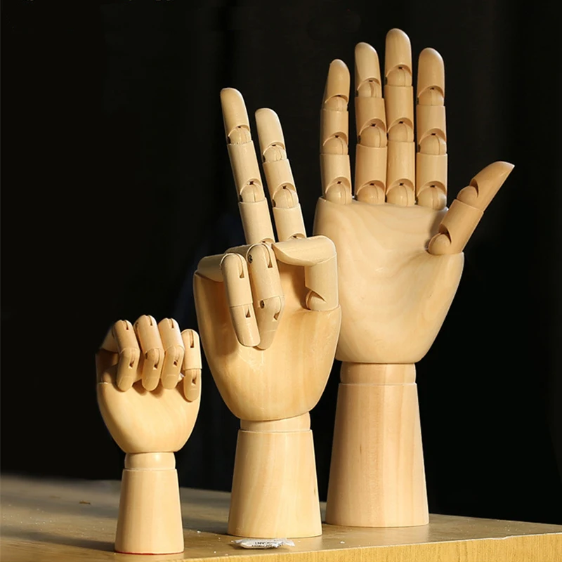 

Simulate carved wood human hand desktop wooden decorative craft home little wooden palm sculpture Painting scene ornaments