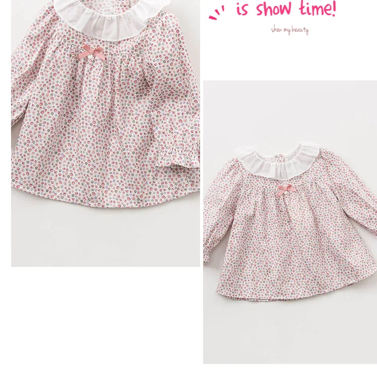 DBM9442 dave bella autumn winter infant baby girls fashion plaid shirt kids cotton casual floral tops children high quality tops