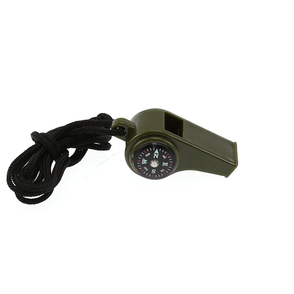 

Whistle Compass Thermometer 3 In 1 Outdoor Camping Hiking Accessory Multi-Functional Survival Tools W/ Nylon Neck Rope