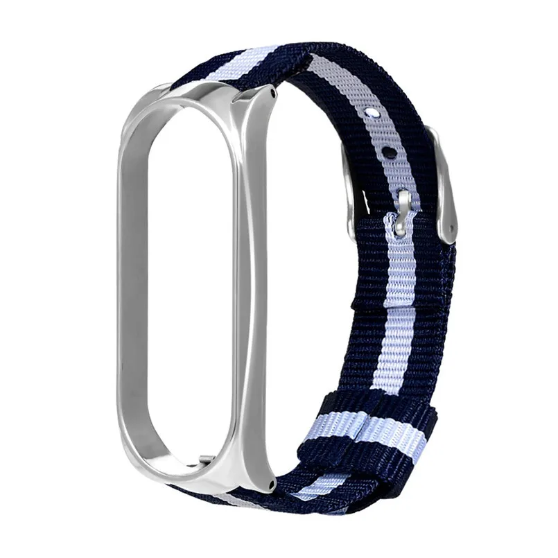 Fashio Navy Nylon Wristband Canvas Sport Strap Watch Band Replacemen For Xiaomi Mi Band 3 Watch band Size 25x1.95x0.54cm 40MR1410