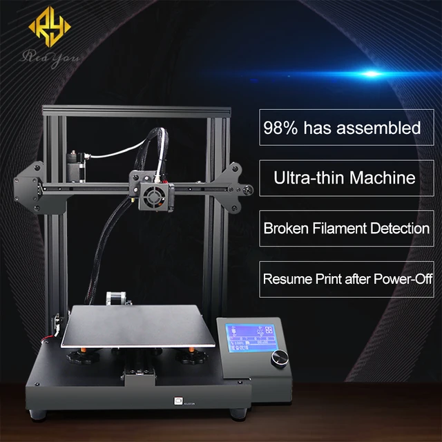 Best Value Reayou Falcon-S Impresora 3D 98% Prebuilt 3D Printer Aluminium Extrusion Broken Filament Detection Filament SD Card Glass 
