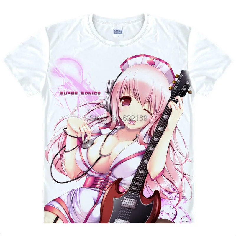 Японская футболка из аниме Super Sonico хлопковая рубашка сюзау фуджини фуури для
